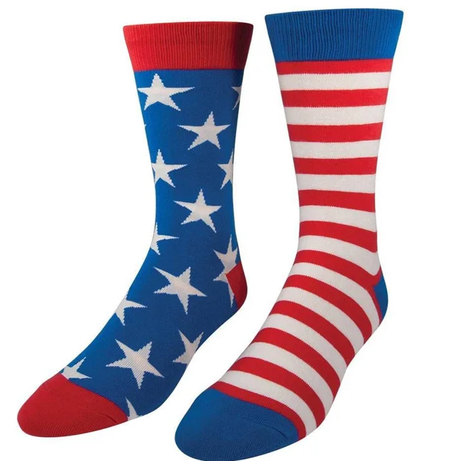 Bulk Wholesale Custom Design National Flag Dress Socks, China Factory Cotton American Flag Dress Socks