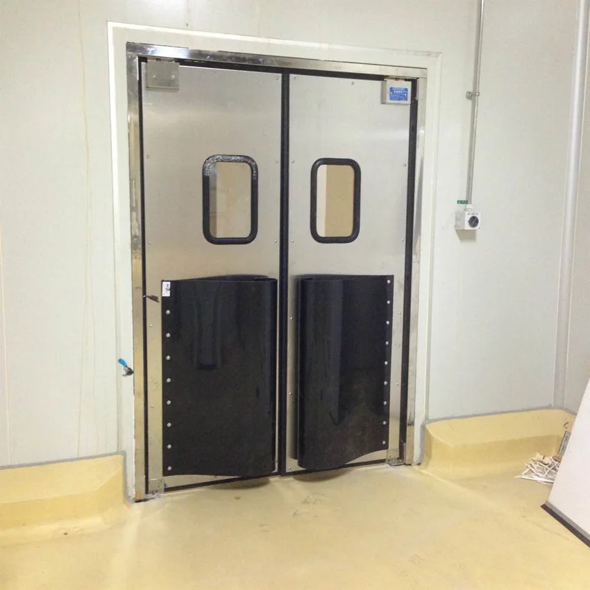 Impact resistant swing double leaf traffic interior door for factory