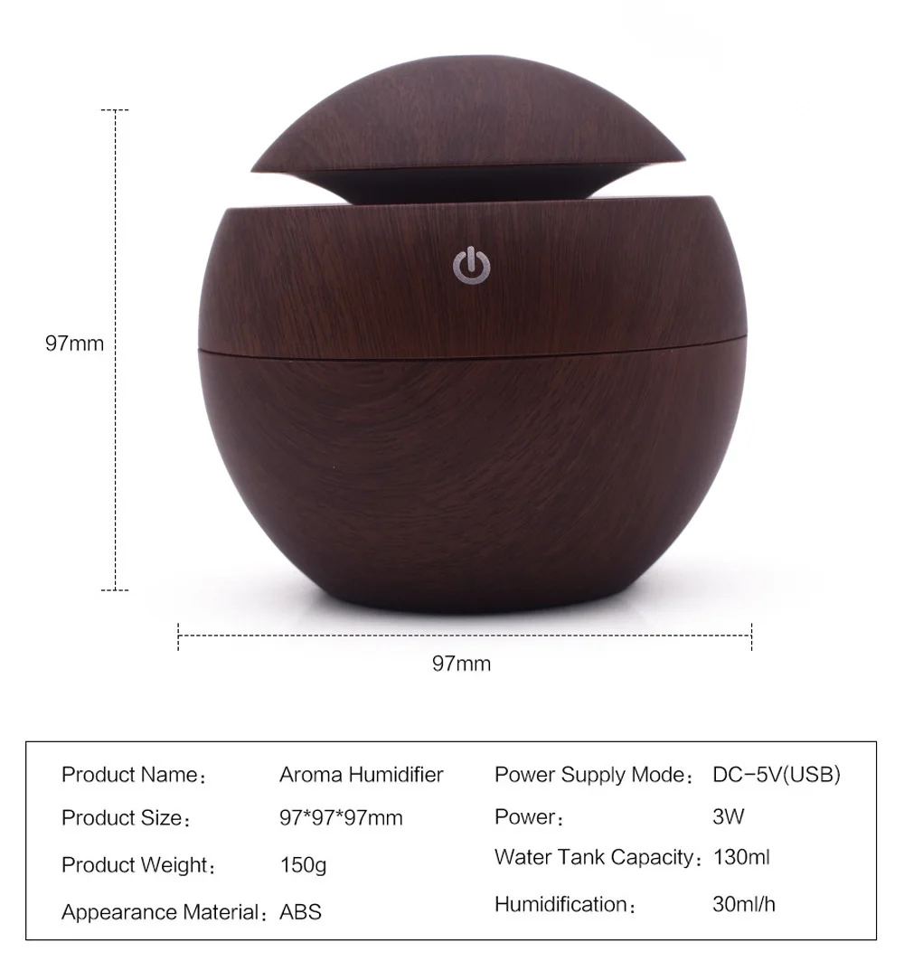 JanueLife Alibaba new products 130ml Wood Grain mini USB UFO shape humidifier, mini USB aroma diffuser