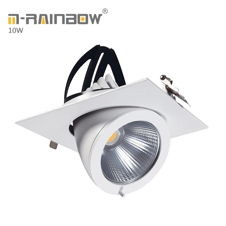 Dimmable потолка прожектор 1000lm квадратный встраиваемые карданного светодиодные фары 10 Вт слон карданного вниз лампа