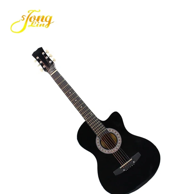 38 Inch Black Musical Instrument High Quality Acoustic Folk Guitar