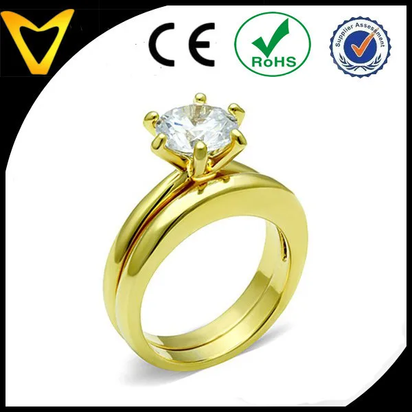 Wedding Ring Factory His & Hers 3 PCS Classic Round Cut Gold Stainless Steel moissanite circular 3.0ct engagement diamond ring