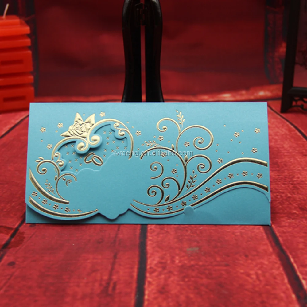 Wholesale custom low price simple wedding card/ Three fold pearl paper wedding greeting cards