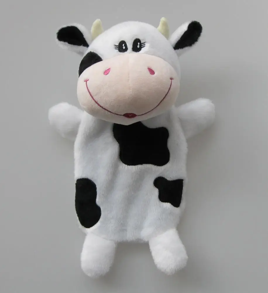 
black and white plush cow hot water bottle cover for children in Christmas Day 