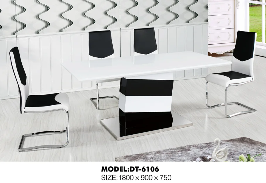 Modern white extendable high gloss dining table for 8 or 10 seaters