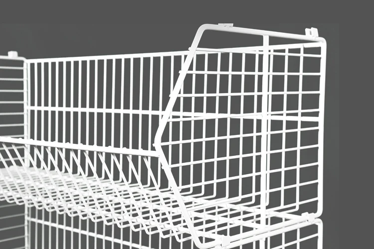 Grocery Store Stacking Metal Wire Storage Basket Display Stand