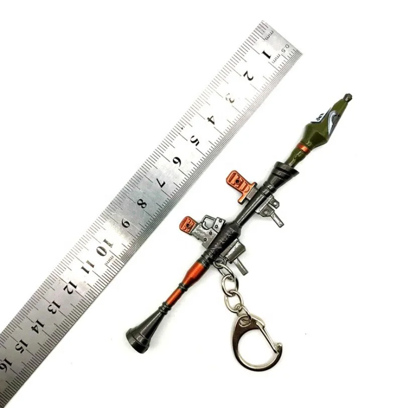 12cm Custom Battle Royale Weapon Rocket Launcher Key Ring Metal Gun Keychain