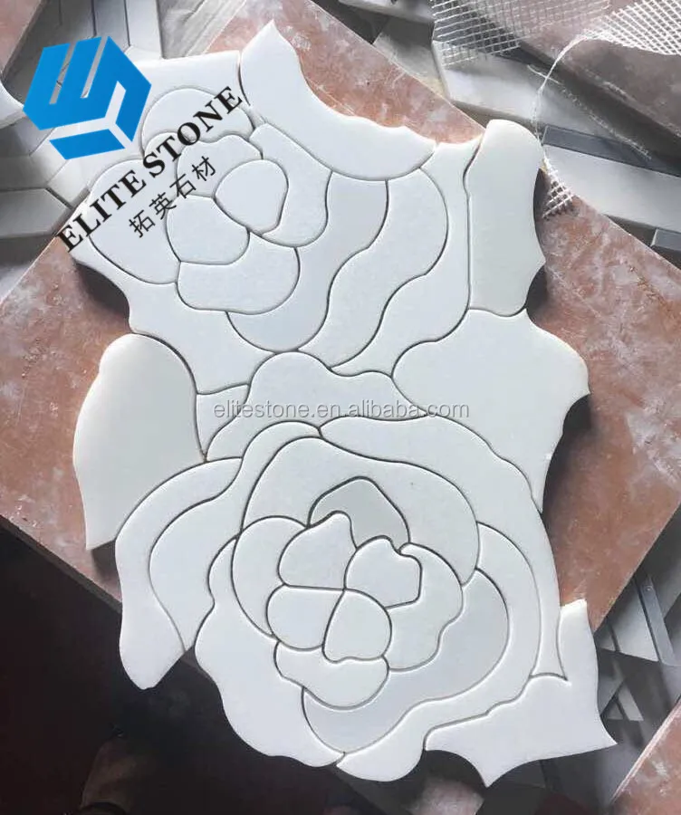 Grey waterjet lava stone mosaic floor tile pattern for bathroom