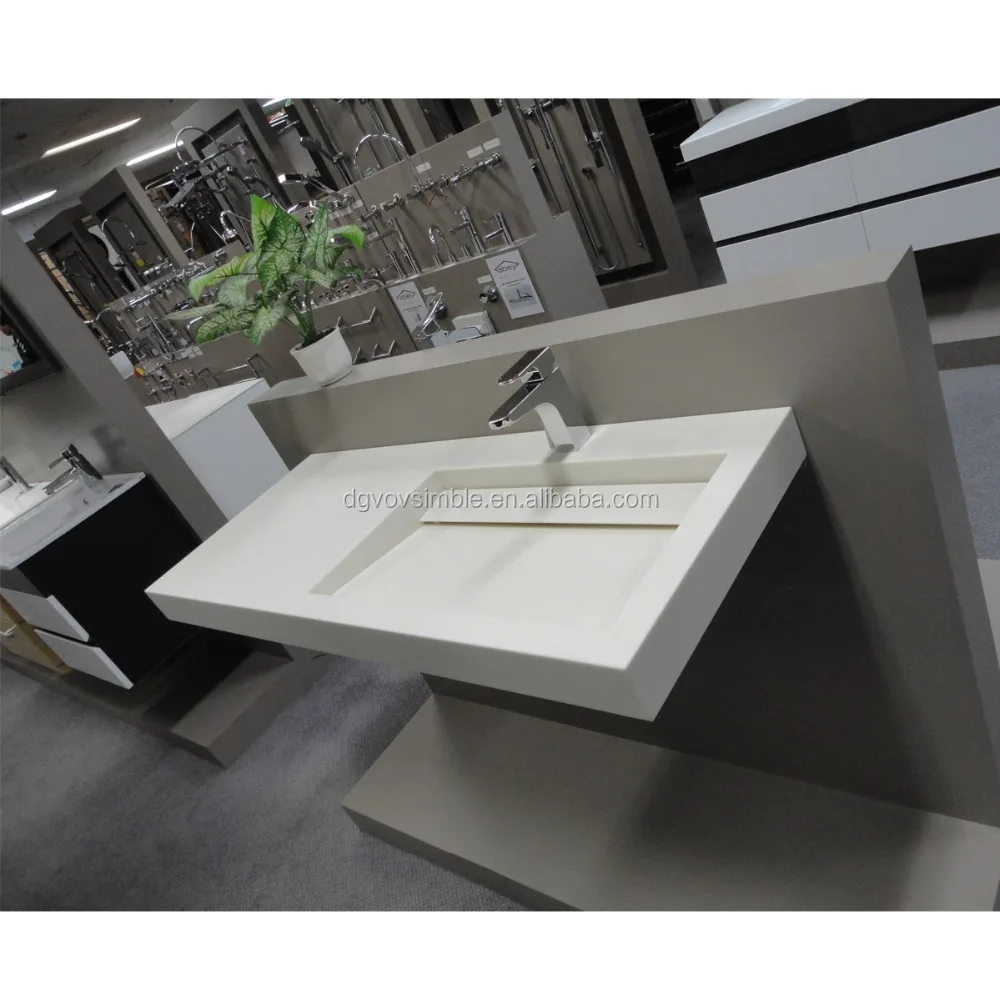 
SIMBLE wall mounted solid surface bathroom sink Cabinet Basins acrylic vanity sink manufacturer 