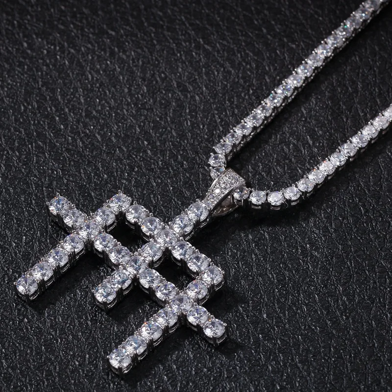 
Misterjewelry gold color inverted sterling silver rhinestone cross pendant 