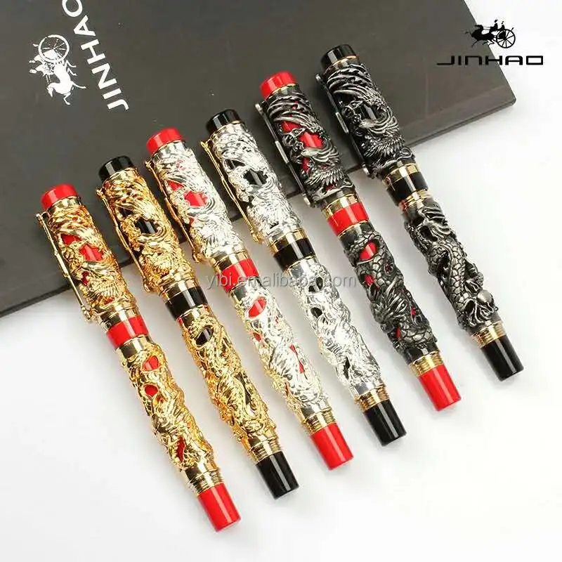 Jinhao Dragon Phoenix Fountain Pen Writing Luxury Case Set Vintage Collection with Ink Refill Converter Signature pen