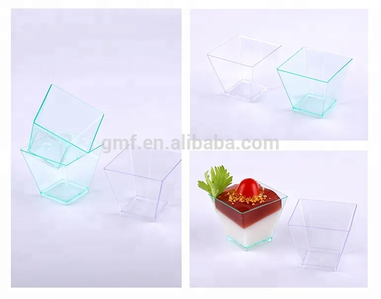 Clear multi use 2oz disposable square plastic cup for food storage