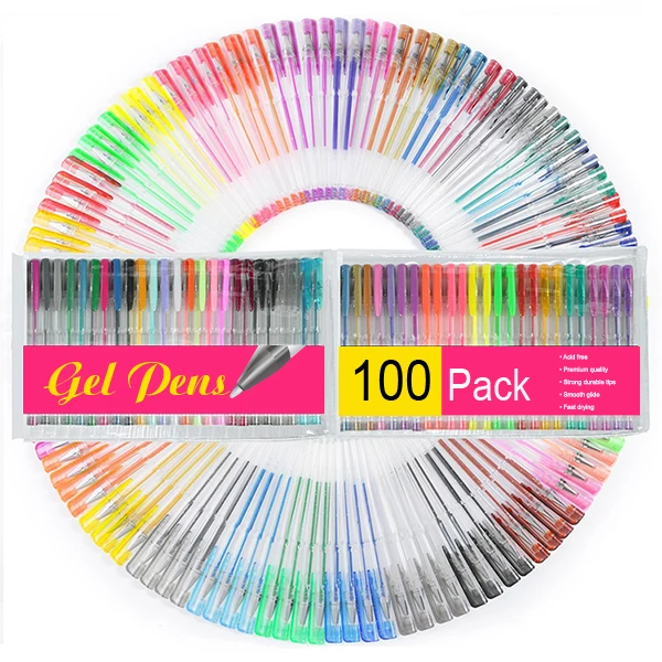 Cheap Glitter 60/100 Color Gel Pen Set for Adult Coloring Books Journals Drawing Doodling Art Markers