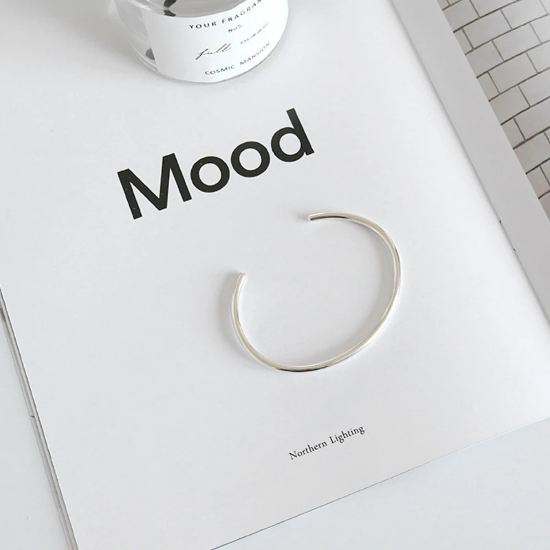 Factory Price 100% 925 Sterling Silver Bangle Fashion Minimalism Open Bangle Bracelets Fine Jewelry for Female