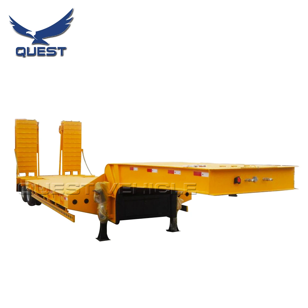 2 Axles 30 Tons Heavy Duty Machinery Transport low bed chasis low flatbed semi trailer