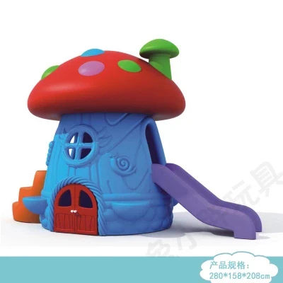 mushroom children outdoor plastic play house with two slides toys