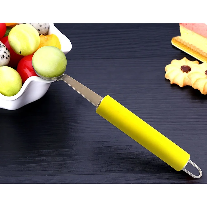 Hot Sale Metal Fruit Melon Baller Scoop Stainless Steel Ice Cream Scoop Spoon with Plastic Handle