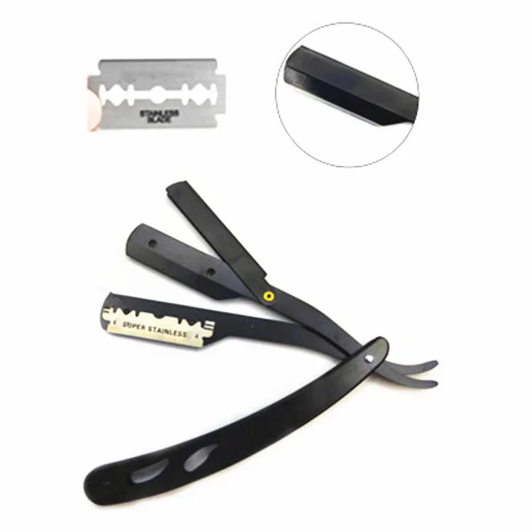 Мужские парикмахерские инструменты, одноразовая бритва для волос и лезвия, античный черный складной нож для бритья, нержавеющая сталь, прямая Безопасная бритва