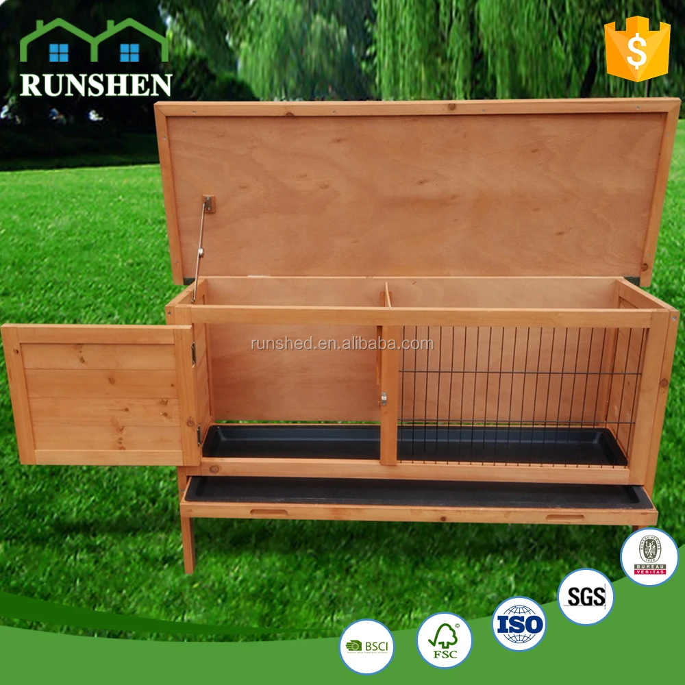 Custom Wooden Rabbit House Indoor Cheap Waterproof Rabbit Hutch Easy Cleaning Active Roof Small Animal Pet Product House