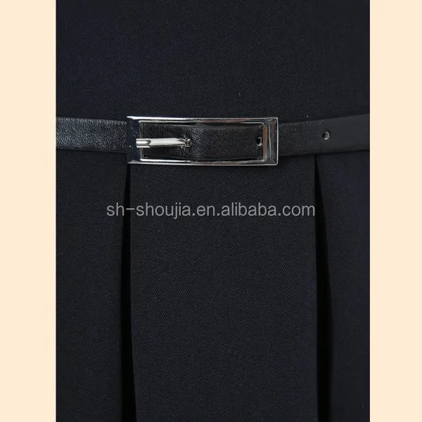 Girls Navy School Belted Skater Pinafore