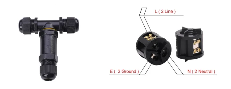 ip68 cable connector ip68 3 way waterproof connector T shape cable connector for cable 4mm-14mm