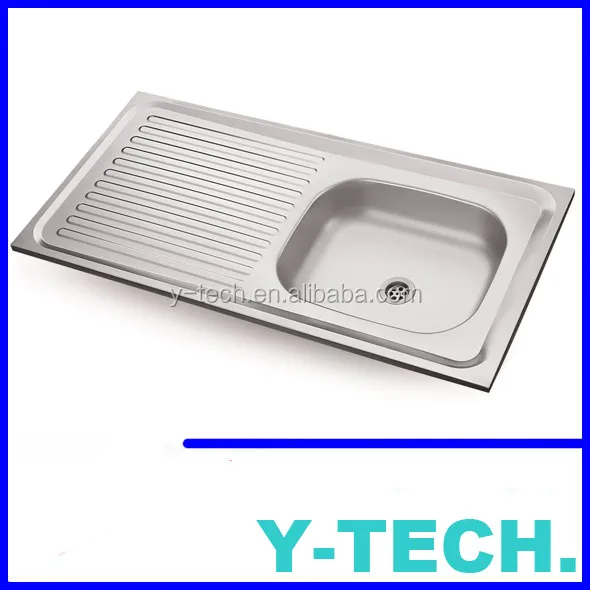 Stainless Steel Kitchen Sink with Drainer Ss Kitchen Sink Single Bowl with Drain Board Kitchen Sink YK1051BR
