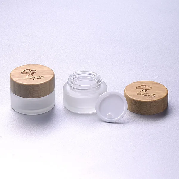 bamboo lid cosmetic glass jar  glass screw top jars