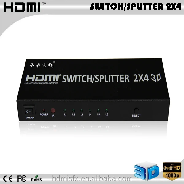  Разветвитель hdmi 2 в 4 выхода выключатель с поддержкой оптического поддержка аудио 5 1 четырьмя кабелями