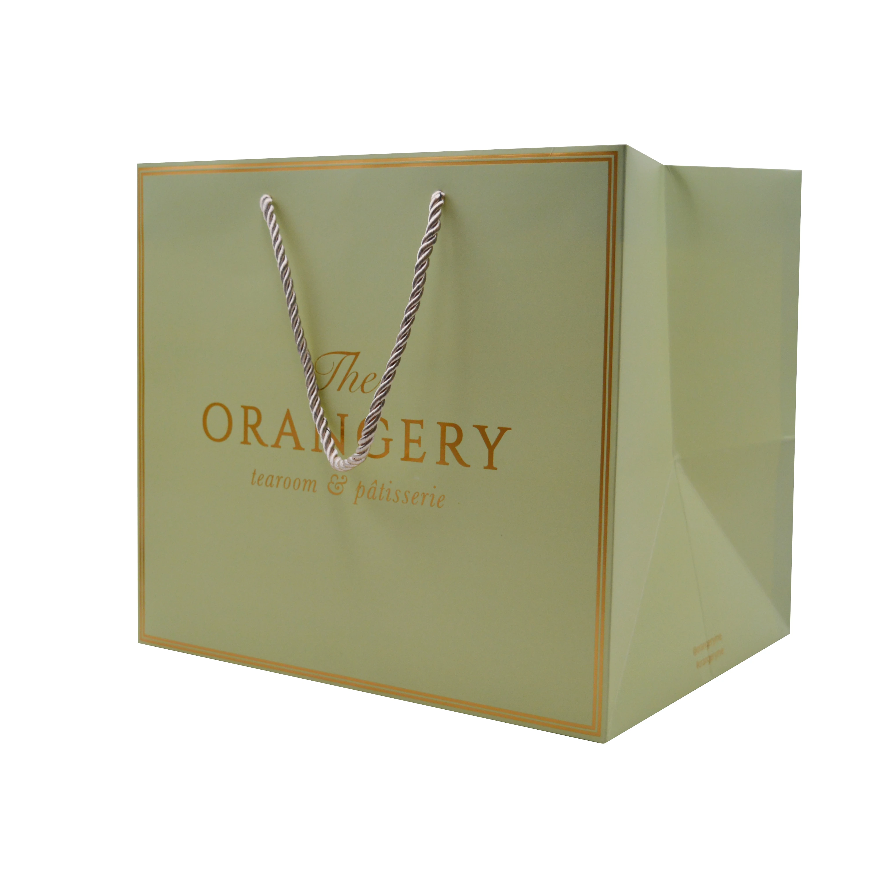 
Luxury golden logo printed shopping paper bag with rope handles for clothing Jade bracelets wooden figures gift packaging bag 