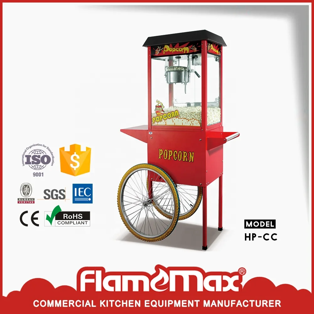 Electric  Popcorn Machine With Trolley Cart Popcorn Maker Pocorn Machine With Wheels ce