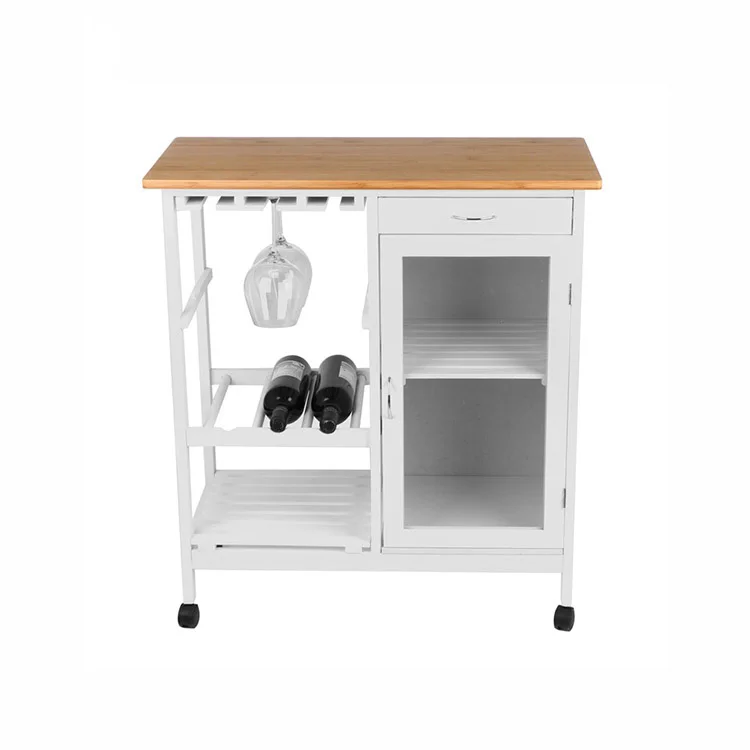 Design Bamboo Wood Kitchen Food Trolley For Home