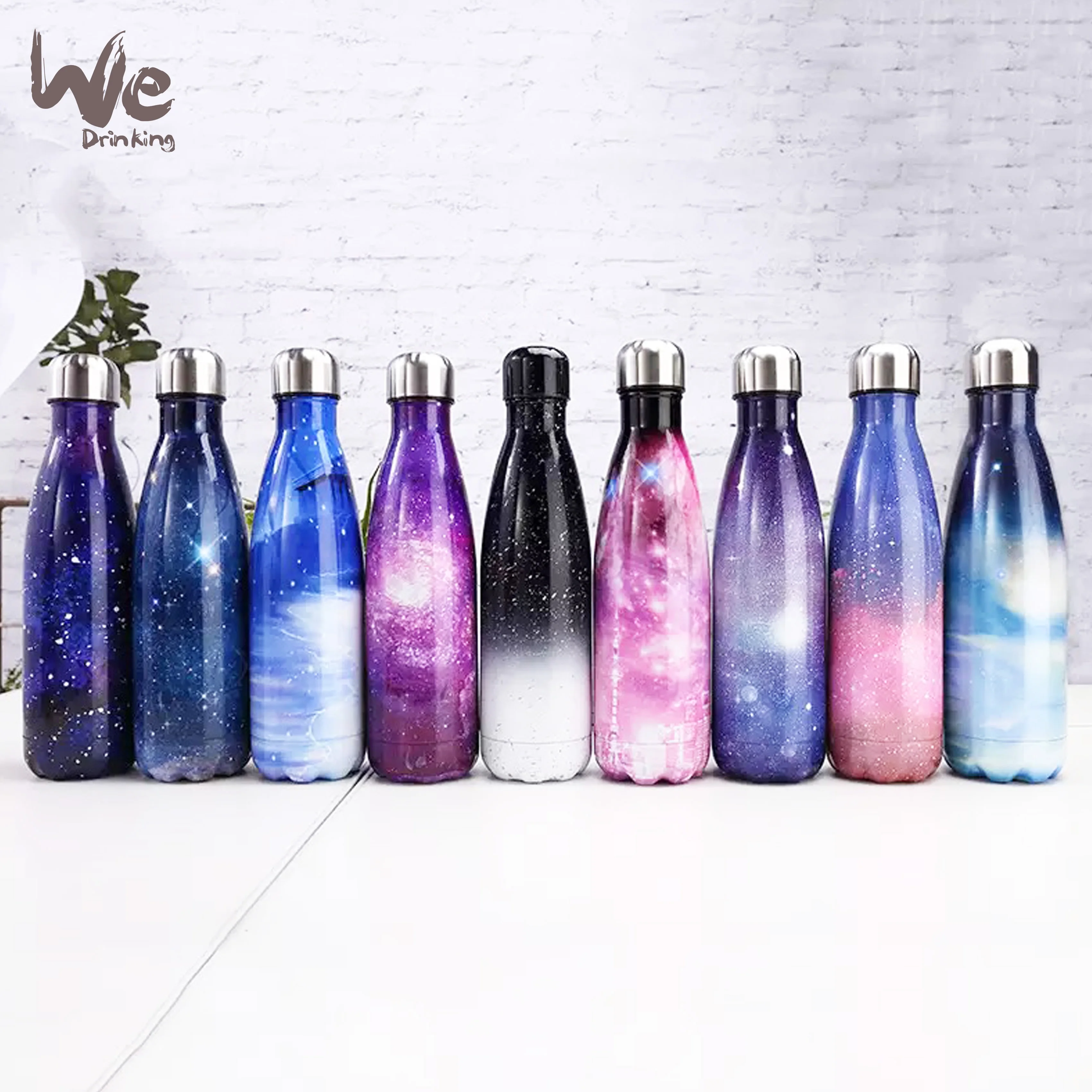 
500ML/17OZ In Stock Double Wall electroplate shiny Stainless Steel cola shaped Vacuum Insulated bottle thermos 