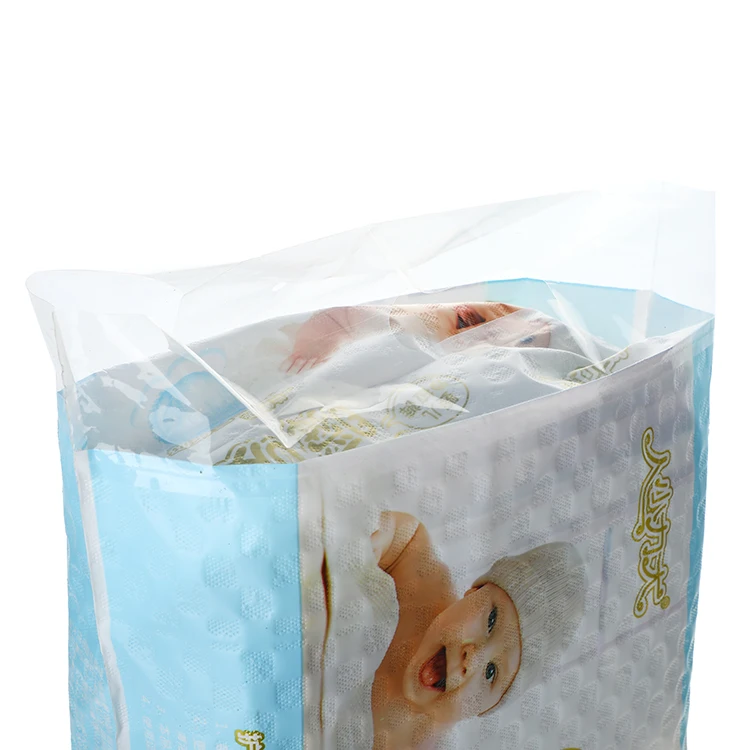 Hot selling biodegradable pulling pants white pe Poly nappy plastic baby diaper packaging bag