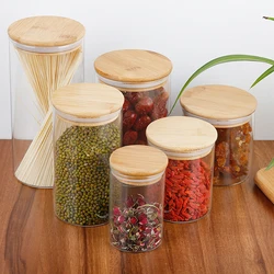 4 oz 8 oz 10 oz food spice glass wooden lid container storage jars for with bamboo cork lid