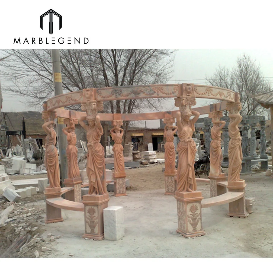 PFM natural marble made hand carved large outdoor stone gazebo