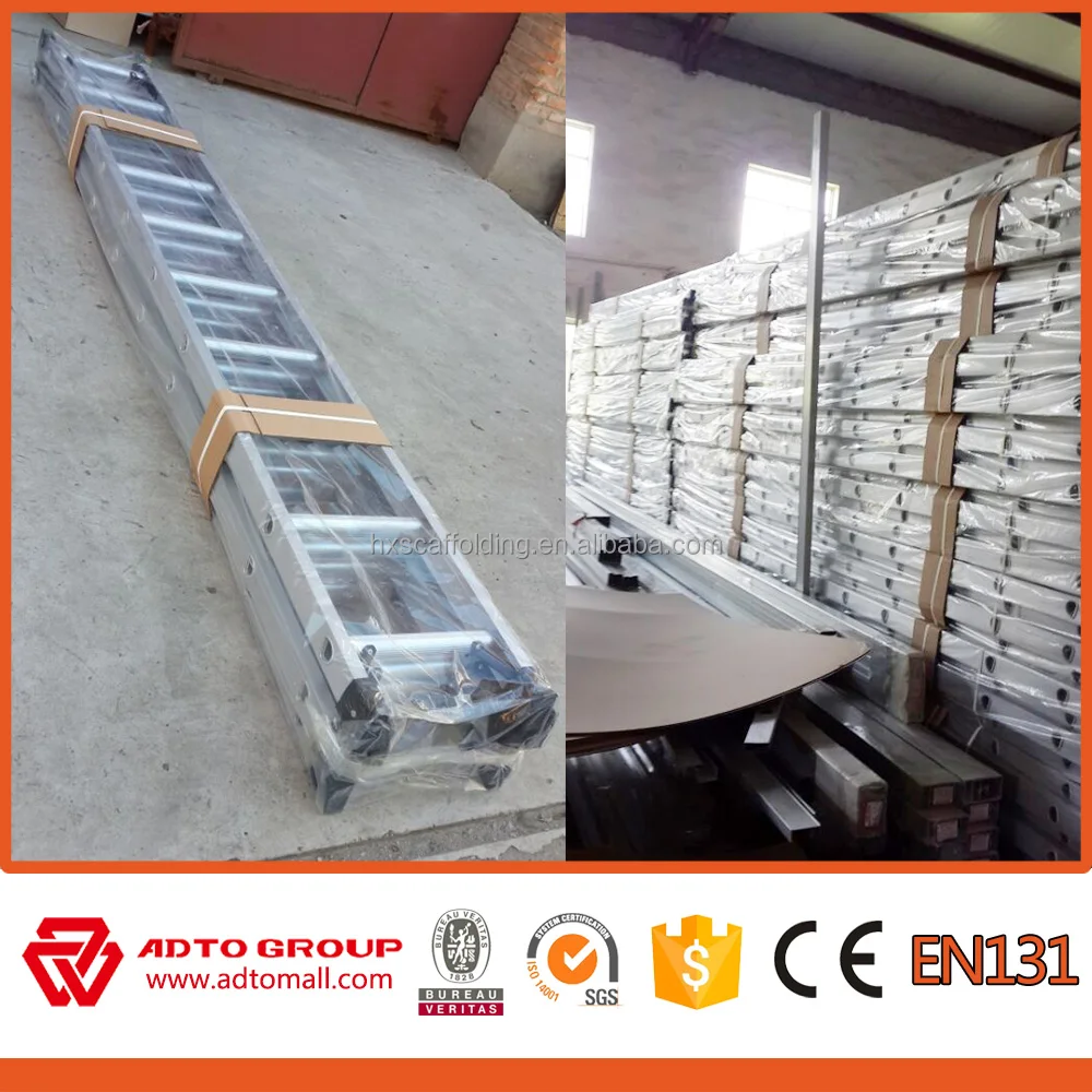 ADTO 6m 5m 4m 3m 2m Square Pipe Straight Aluminum Step Ladder with Custom Logo