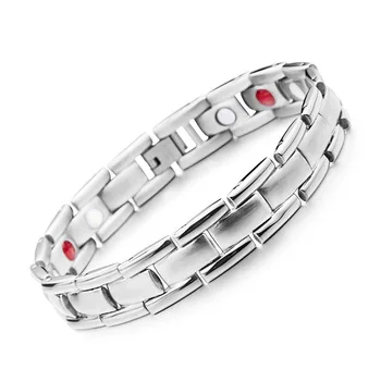 2017 new silver color bracelet designs germanium bio magnetic stainless steel titanium bracelets