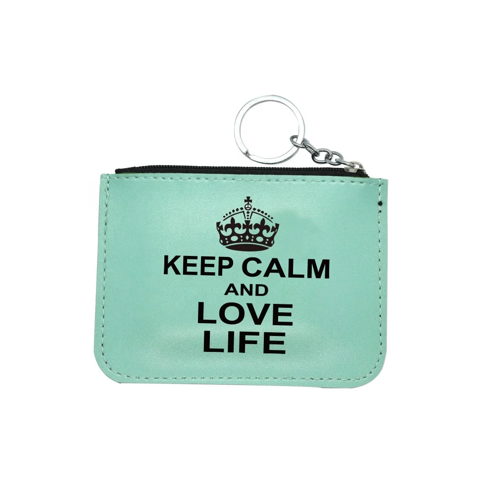 GQB001 Персонализированная Зеленая кожаная визитница для удостоверения личности с надписью Keep CALM AND LOVE life