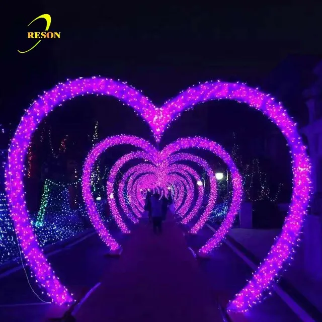 2024 New Design Outdoor Valentines Day Led Lighting Heart Shaped Wedding Arch