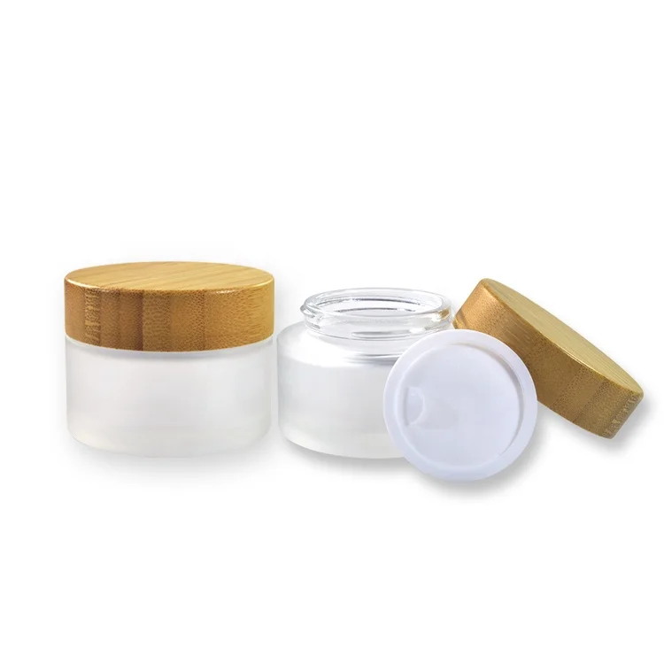 Natural Bamboo Cosmetic bright developing cream Snail White Facial Containers 5g 15g 30g 50g 100g 150g cosmetic glass cream jar