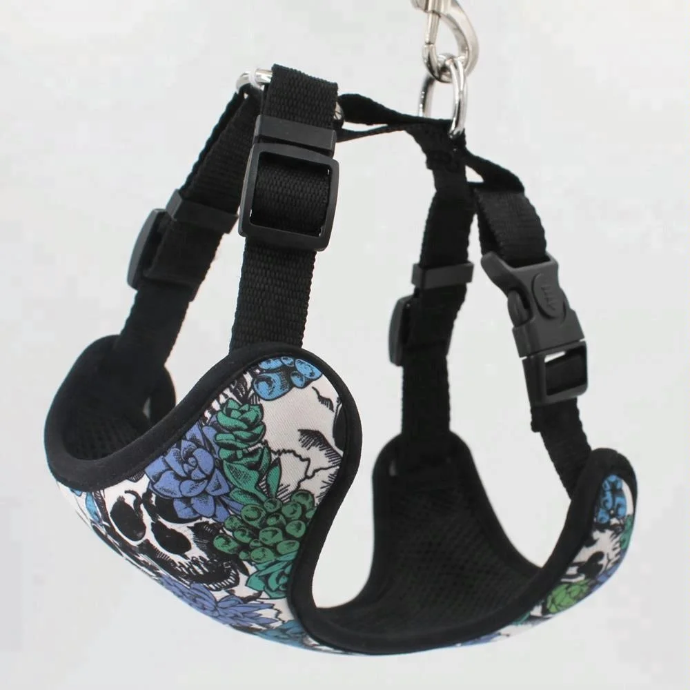 
Wholesale Soft Mesh Dog Harness No Pull Comfort Skull Pattern Pet Vest for Puppies and Medium Size Dogs 