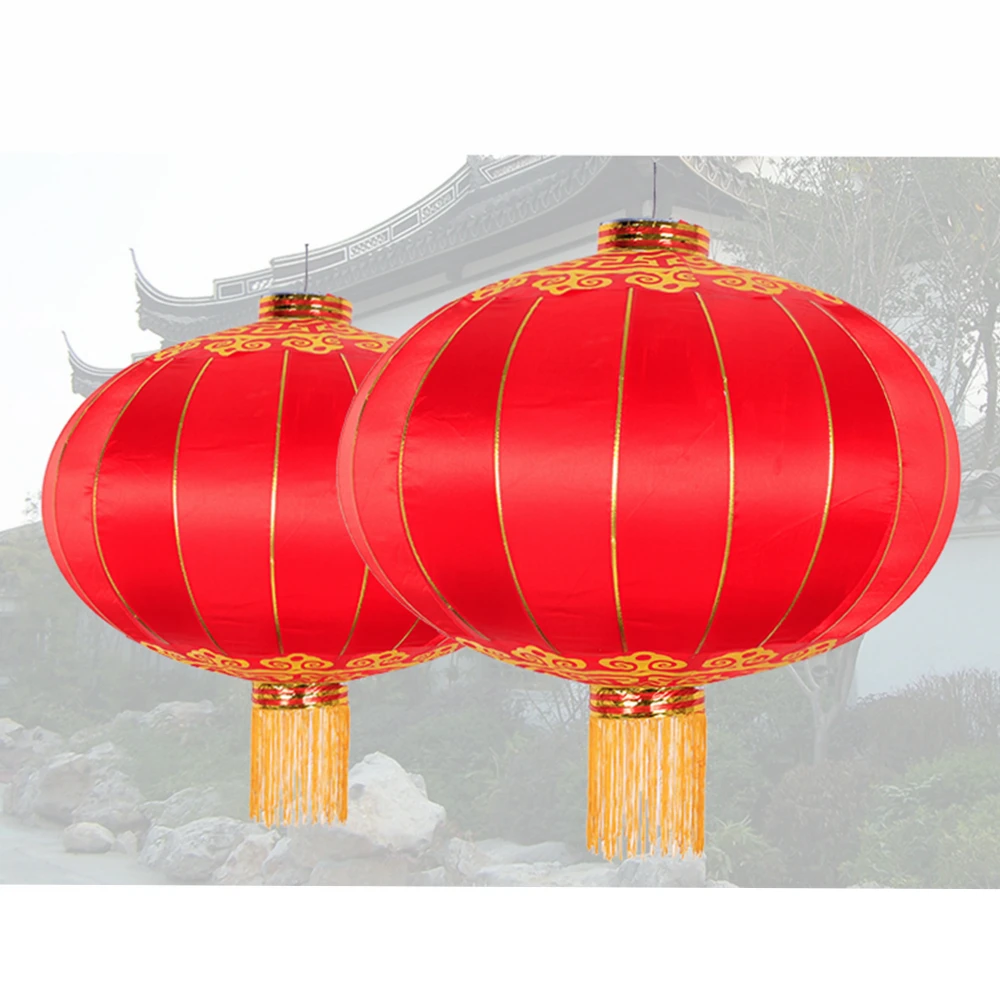 Оптовая продажа, китайские Новогодние украшения, 60 см, китайский красный Шелковый фонарь круглой формы