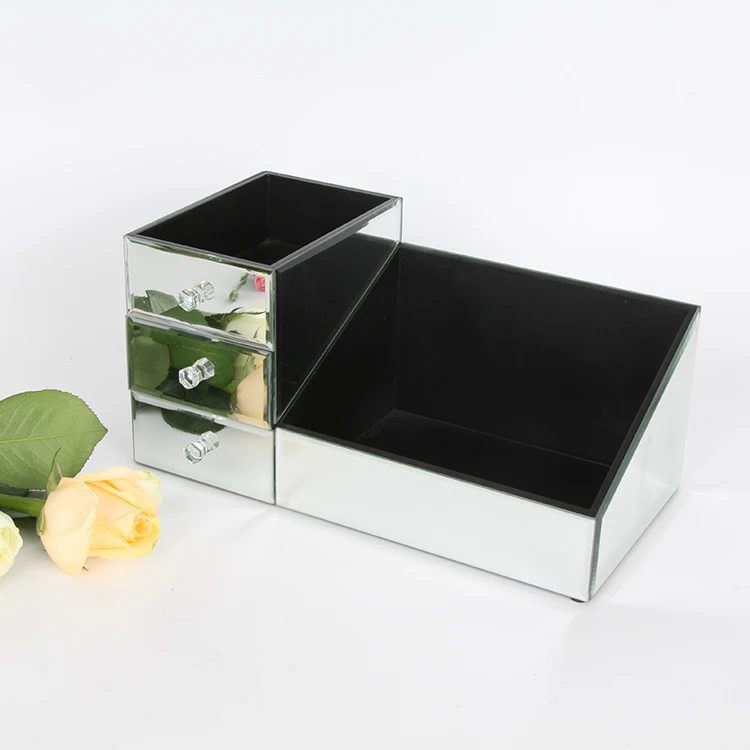 Bulk Sliver Glass Mirror Drawer Jewelry Box Makeup Organizer Combo Box