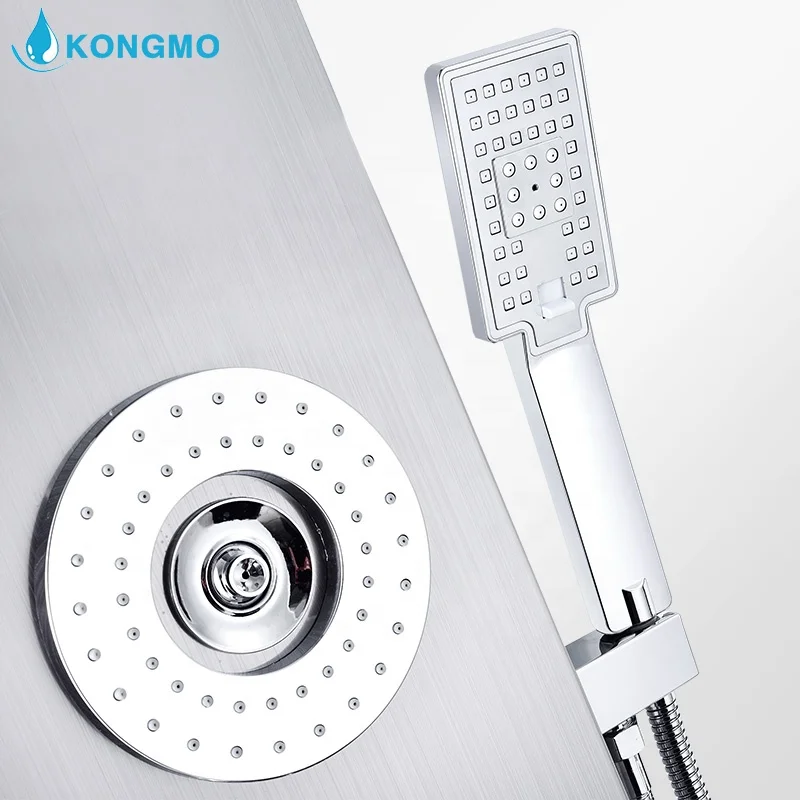 
LED Bathroom Shower Panel Multi-Function 304 Stainless Steel Wall Mounted Cold And Hot Water Amazon Hot Sales Matt Black 6025-3 