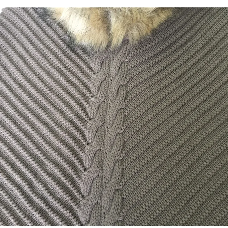 
top fur neck large pashmina winter warm knitting shawl tassels 