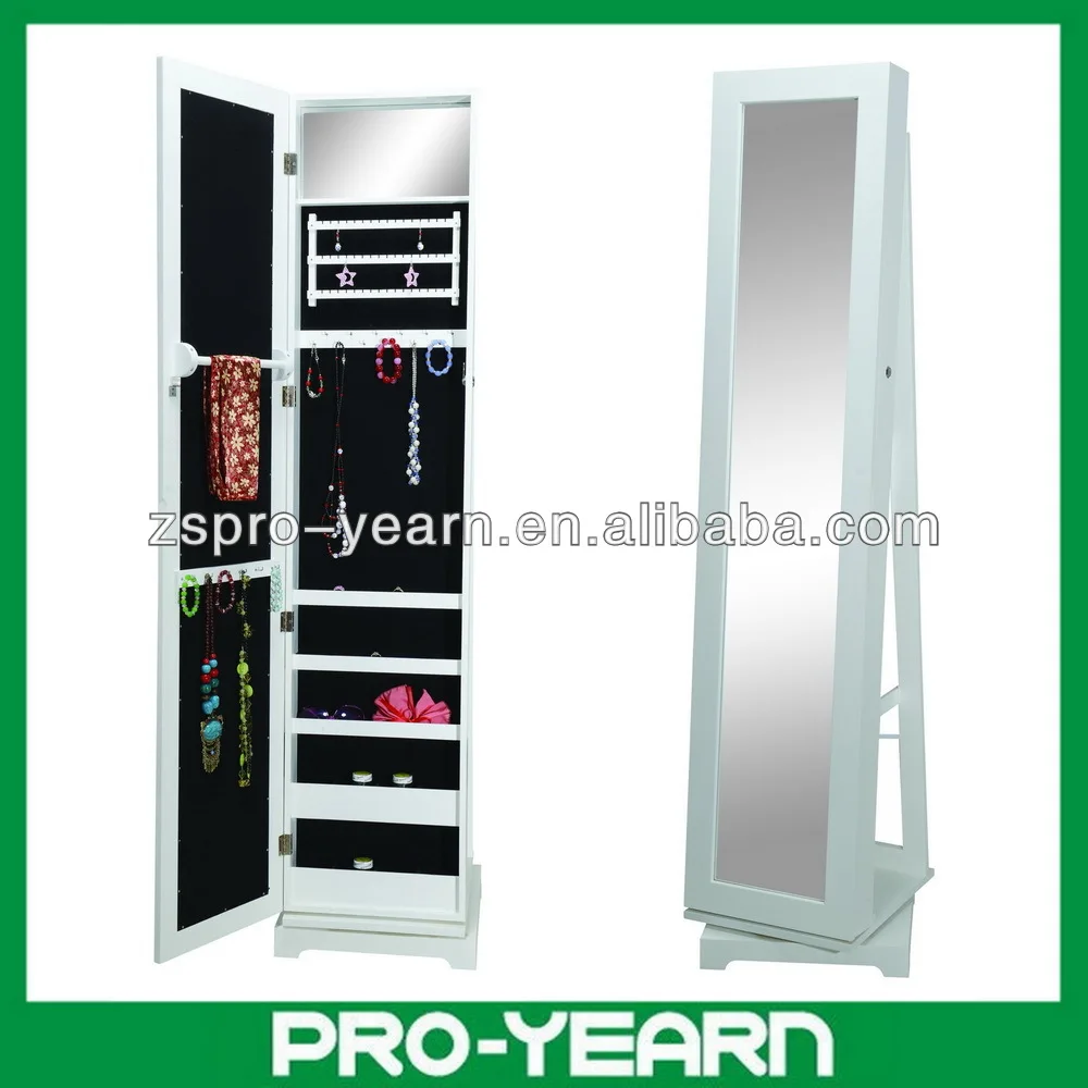 
Full-length Rotating Wooden Mirrored Jewelry Cabinet Chinese Furniture with Rotatable Turn Plate Base for Dressing and Cosmetic 
