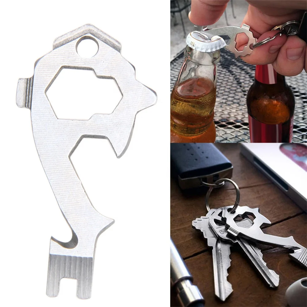 20 In 1 Outdoor Survival Keychain Tool EDC Gear Multi Tools Pocket Camping Wrench Opener Portable Tools Screwdriver Key Hanging