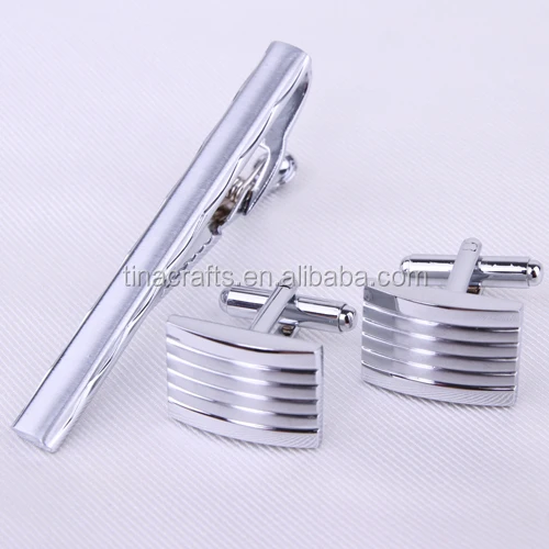 Special Silver cufflinks & tie clip set engraved