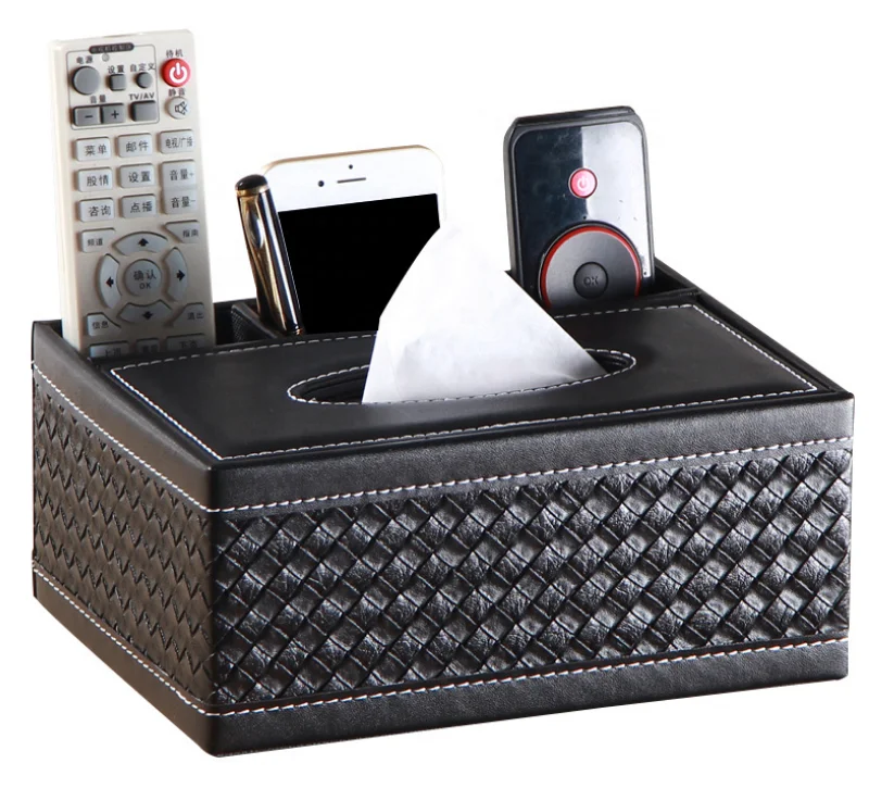 Multifunctional PU leather Storage Tissue Box Remote Control Holder Office Desk Organizer Home Countertop Sundries Storage Box