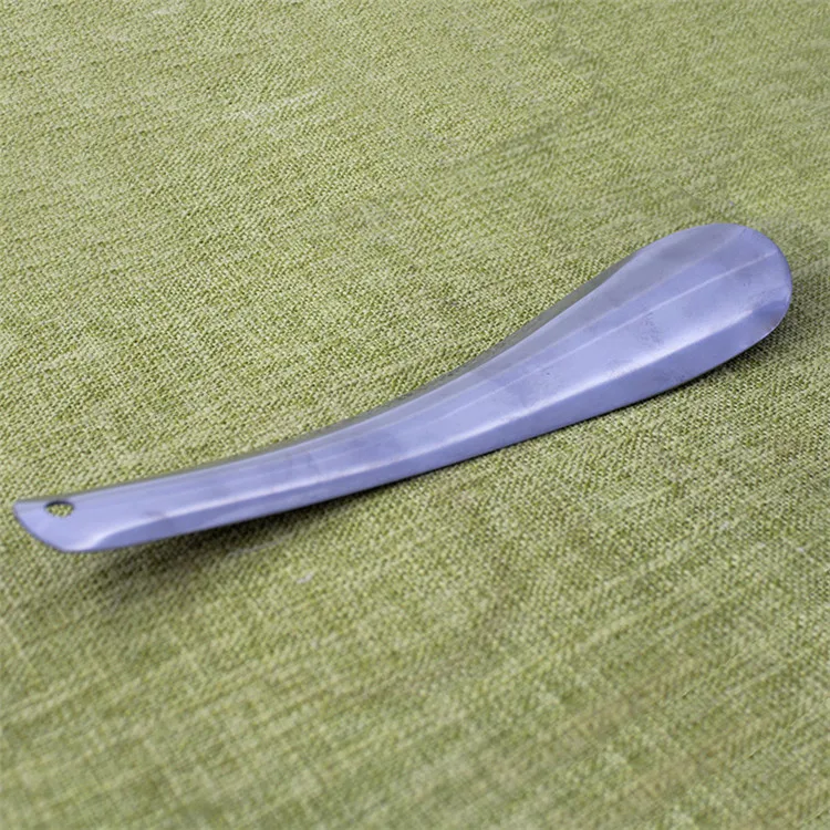 
19cm size grey mens long handled metal shoe horn 